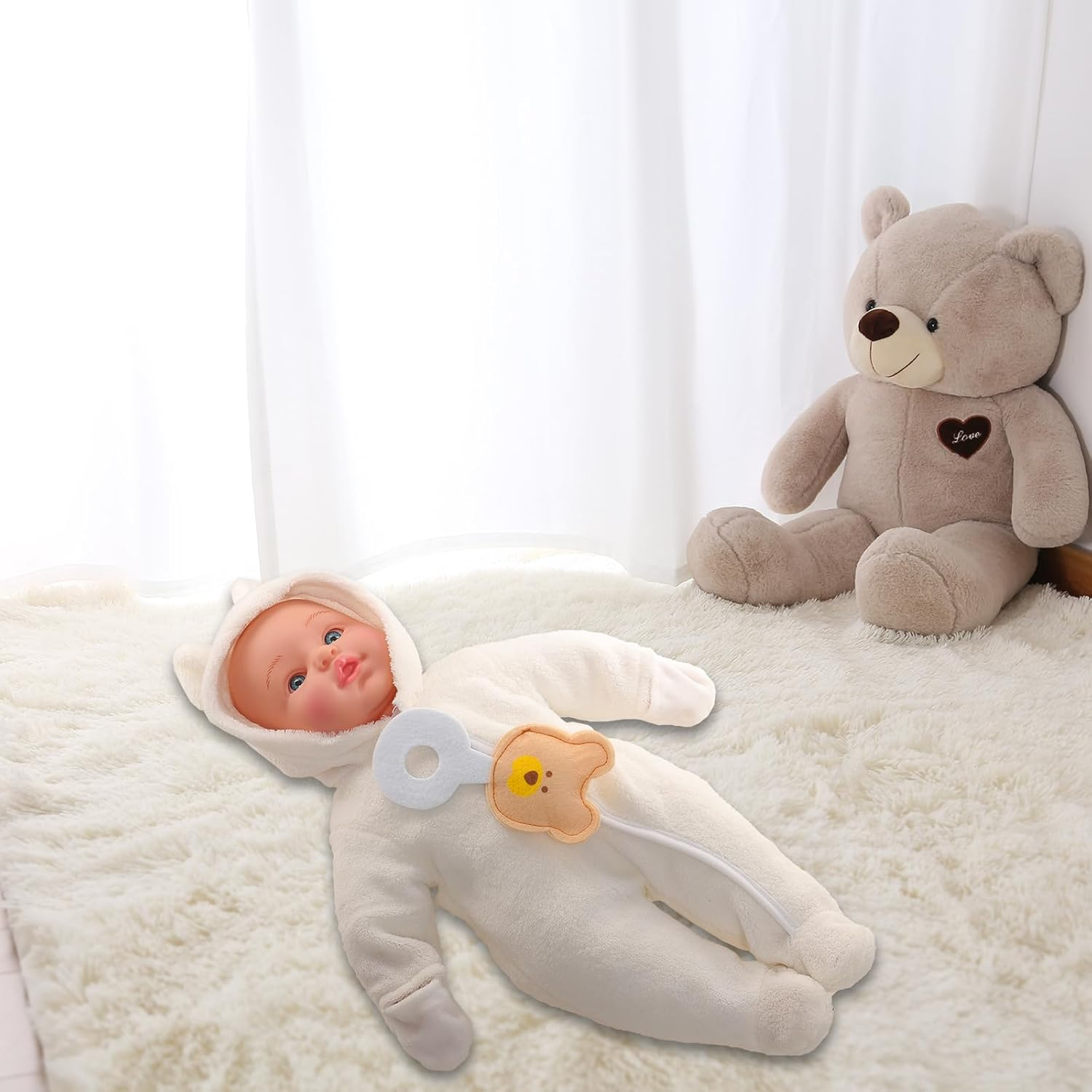 Barwa 15 Inch Baby Doll with Cute Jumpsuit Soft-Body Realistic Lifelike Baby Dolls Silicone Rebirth Baby Dolls Cute Outfits for Toddlers image number 4