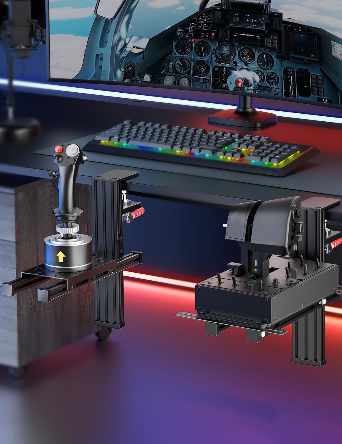 2 Set Desk Mount for Flight Sim Hotas Compatible with Logitech X56/X52/X52 Pro, Thrustmaster Hotas Warthog/T.16000M/T-Flight Hotas 4/X, Simtask Farmstick,Winwing Hotas, VKB, VPC Hotas (Standard) image number 6