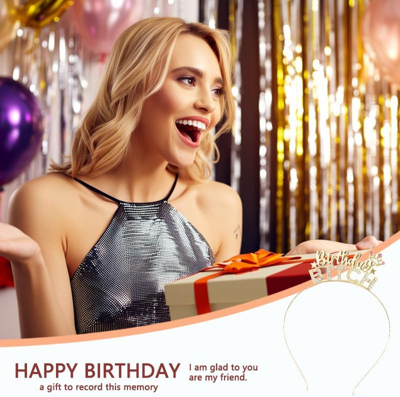 Funny Birthday Headbands Gifts for Best Friends Besties Birthday Bitch Crown Headband Bday Gifts for Girls Accessories