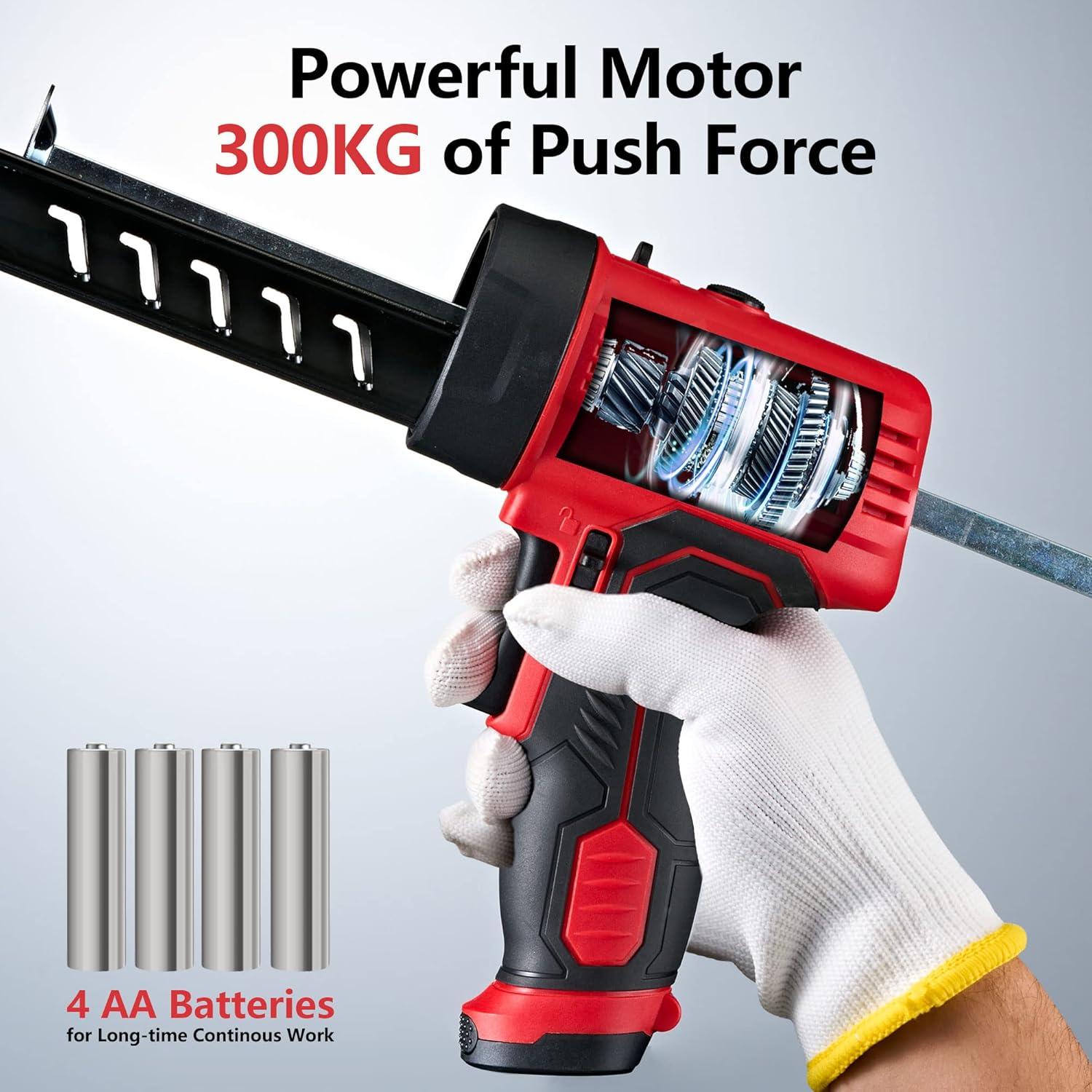 MARSOSAUR Caulk Gun, Non-Drip Electric Caulking Gun with 300 KG Thrust, Cordless Silicone Tool Gun with Constant Flow Tech, Lightweight 10Oz Caulk Guns with LED Light image number 3