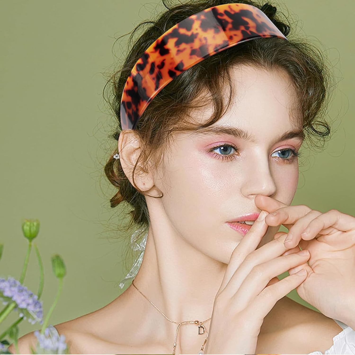 Auroriel Tortoise Shell Hair Comb Headband Wide Leopard Pattern Acetate Hairband for Women No Slipping Headache Pressure Comfortable Headbands image number 3
