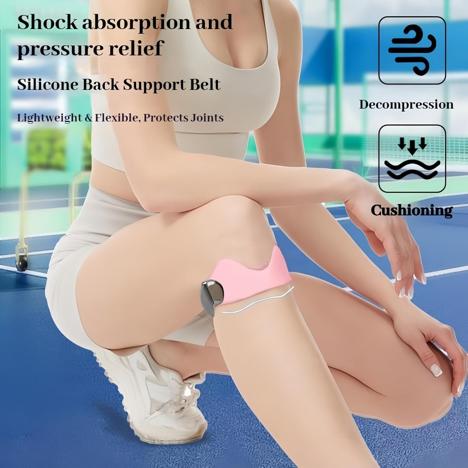 Flexwrap Knee Strap, Flex Wrap Silicone Patellar Tendon Support Strap, Adjustable Patella Support Band, Non-Slip Silicone, Knee Brace for Men Women Running Basketball Hiking (Black) - Black image number 4