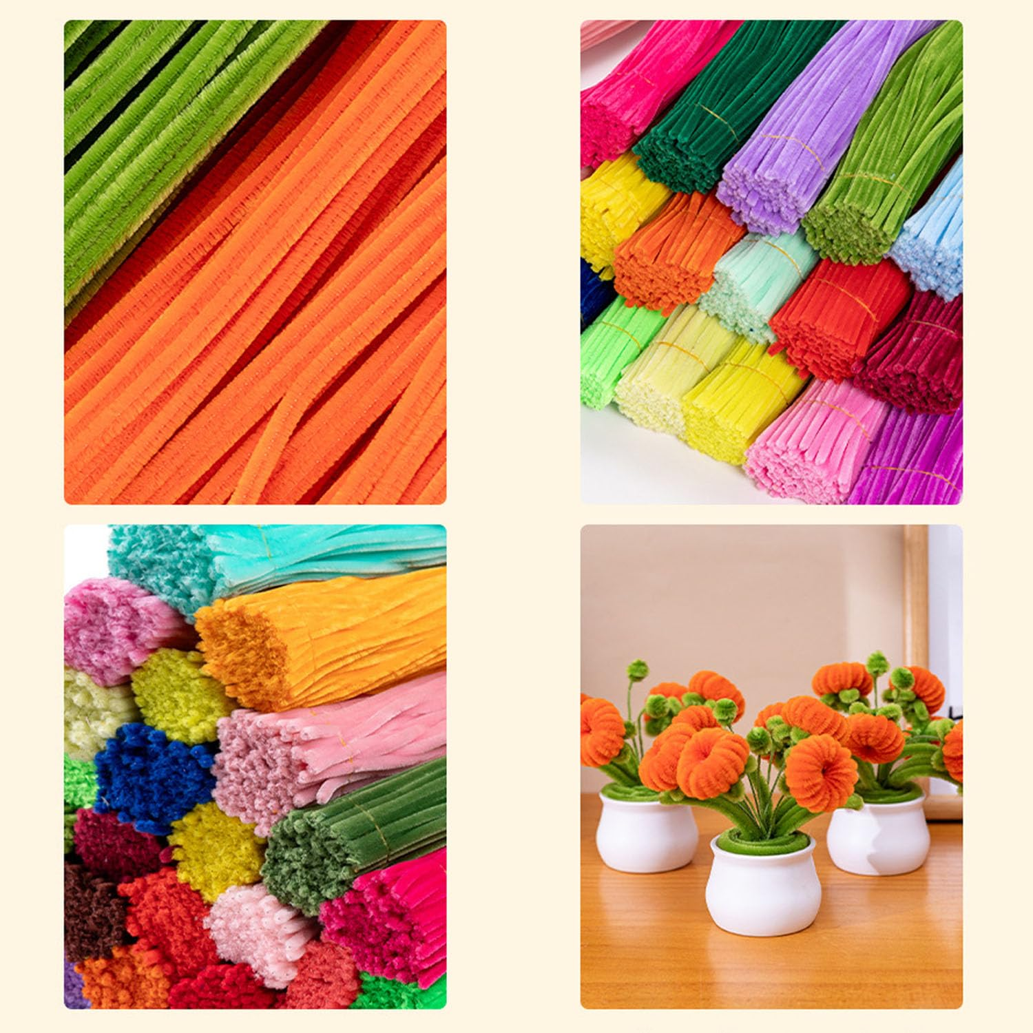 Shengsenfu 200 PCS Thick Pipe Cleaners for Crafts, Fuzzy Chenille Stems in 10 Pastel Colors, Assorted Colored Art Supplies for Kids & Adults, Creative Decorations, Handmade Projects (Bright Colors) - Bright Colors image number 5