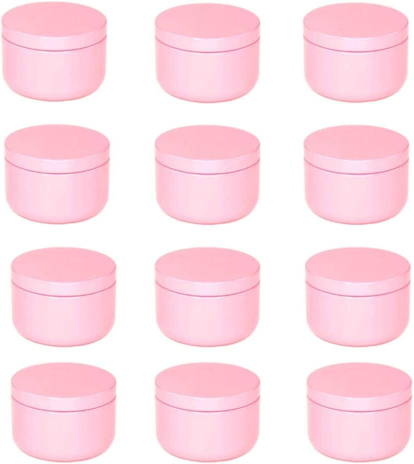 Mnixy 20 Pack 50Ml Pink Aluminum Candle Jars with Sliding Lids, Round, Solid, Snap Closure, High Temp Resistant, Reusable, DIY Candle Making, Crafts, Gift, Tea Candy Storage