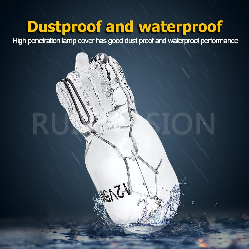 Ruiandsion T10 W5W 194 Halogen Bulbs 168 2825 Warm White 12V Interior Dome Map Dashboard Lights, Non-Polarity (Pack of 10) - Amber Yellow image number 5