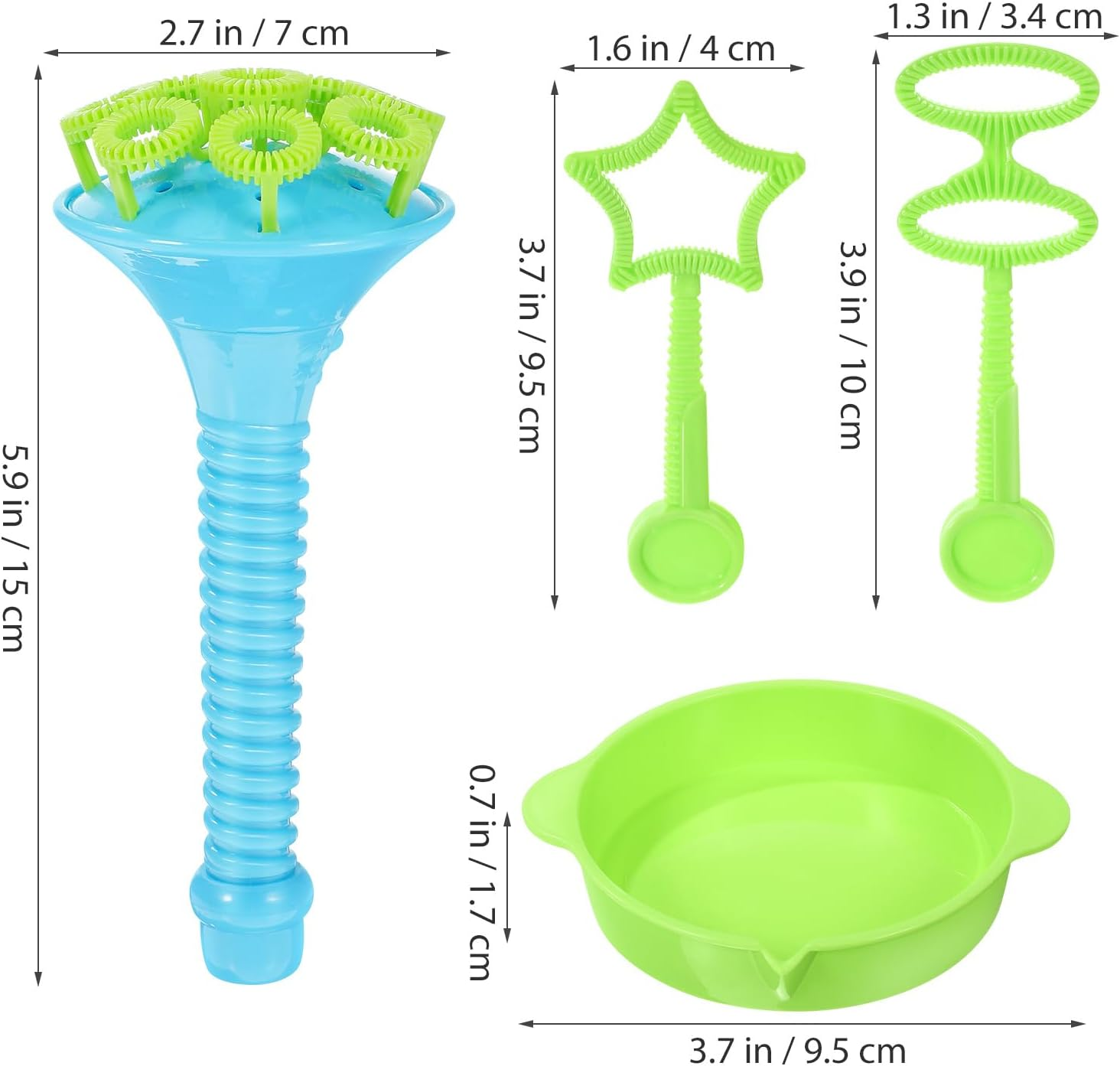 2 Sets Trumpet Bubble Blower Spike: Mess Away Botanical Bubbles and Dipping Tray Manual Maker Summer Outdoor Blowing image number 4