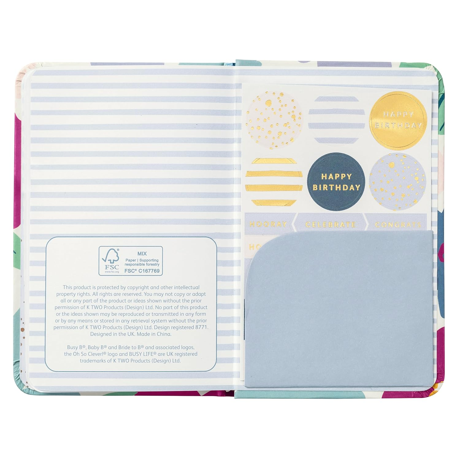 Busy B Address & Birthday Book - Floral with Alphabetical Tabs, Address Change Stickers, Birthday Reminders, Handy Pockets and Stickers image number 4