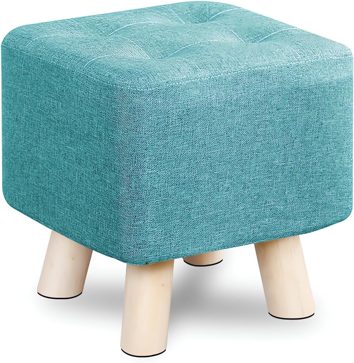 Modern Ottoman Footstool with Wooden Legs, Multiple Colours Available, Square A181 (B Gray)