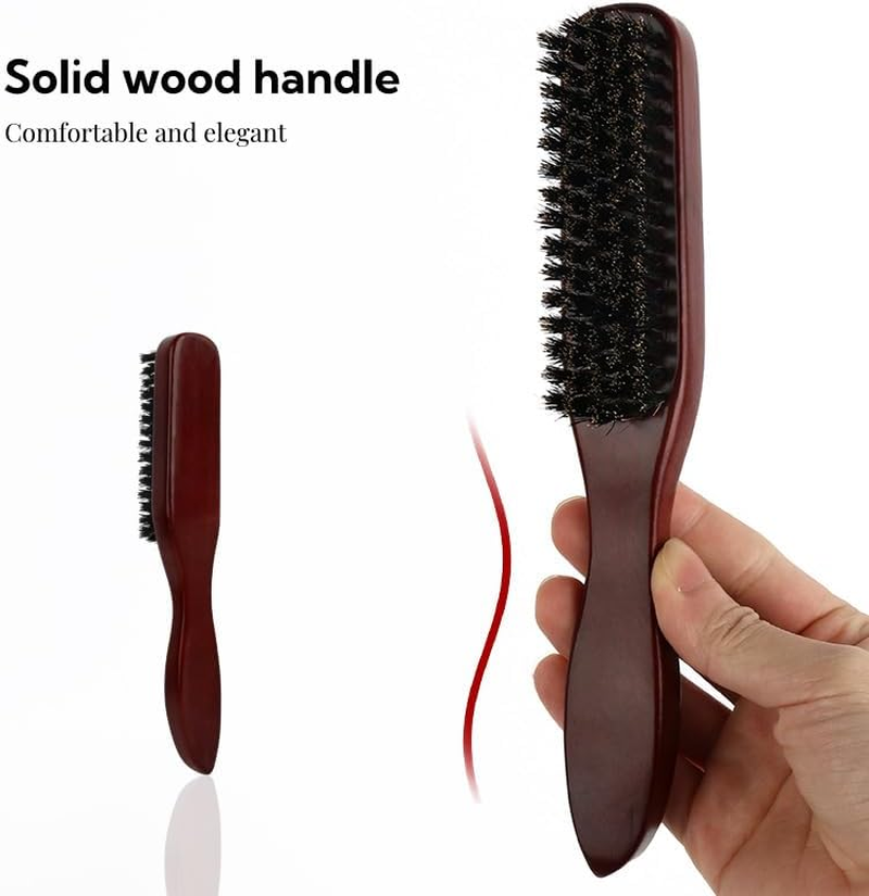 Chilvure Universal Boar Bristle Beard Brush, Anti-Static Styling Wooden Hair Brush for Men&Women, Perfect for Hair&Beard Care Men'S Grooming Straightens Promotes Growth Works with Beard Oil and Balm Beard Kits - Red image number 4