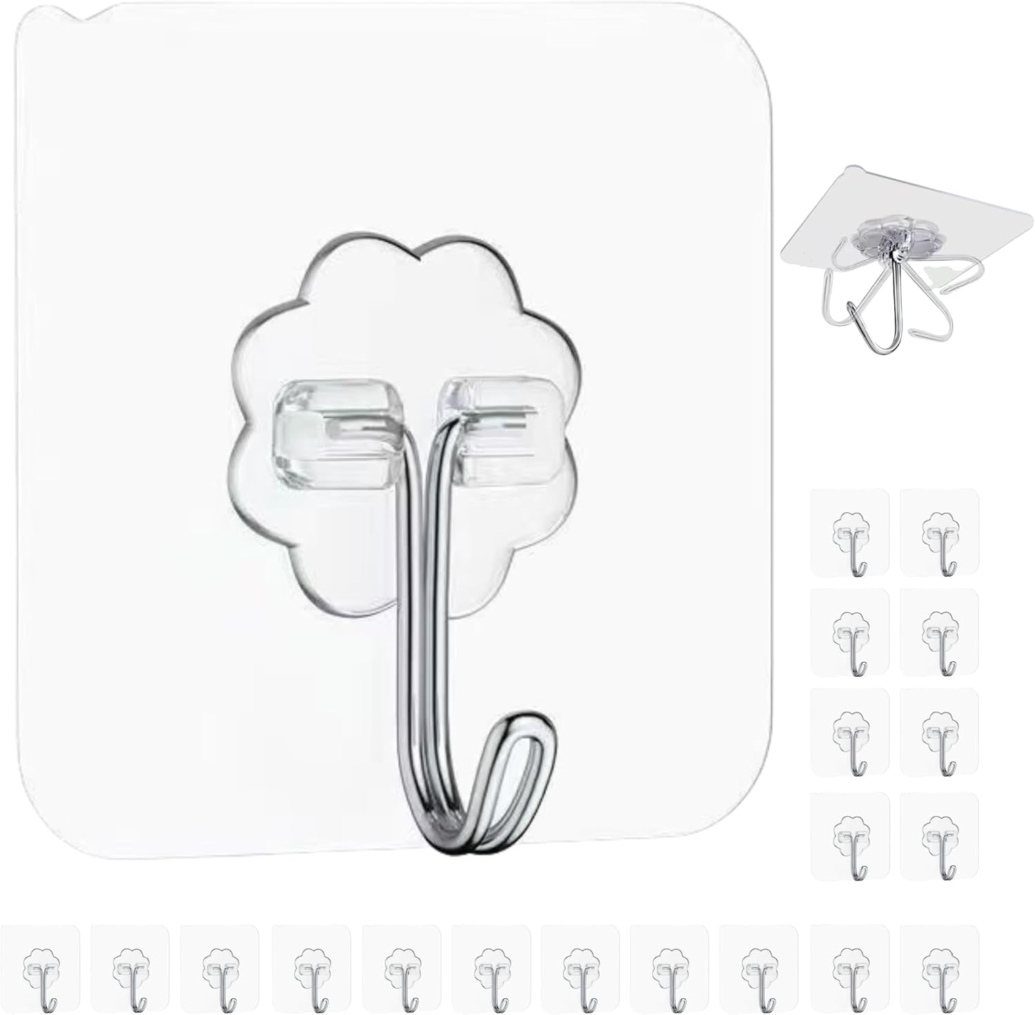20Pcs Adhesive Hooks,Hanging Heavy Duty Wall Hooks,Self Adhesive Towel Hooks,Bathroom Shower Kitchen Key Portal Outdoor Home Improvement Practical Hooks,White