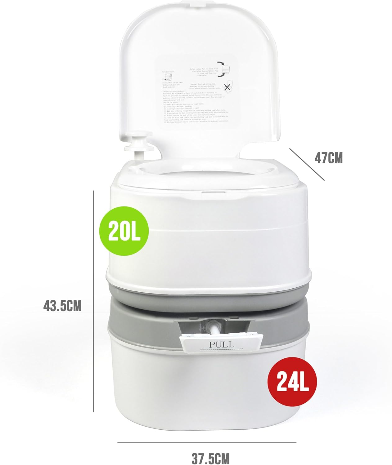 Hacienda Portable Camping Toilet with 24L Waste Tank, 20L Fresh Water Tank, Odour-Resistant Seal, Waste Level Indicator, Splash-Free Rotating Spout for Outdoor Use image number 4