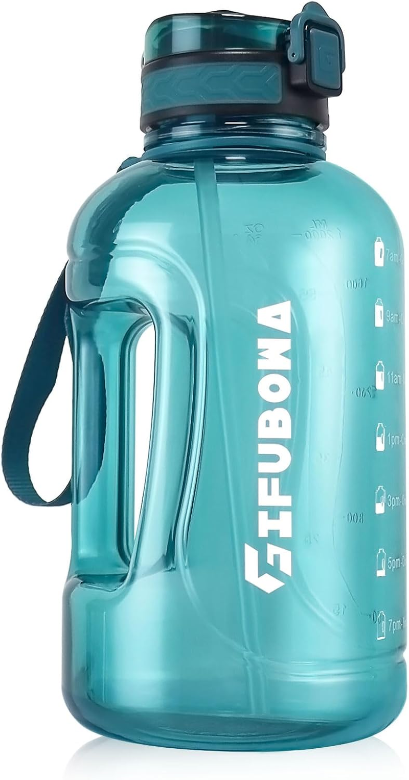 GIFUBOWA Big Water Bottle 2L with Handle BPA Free Large Capacity Goal Drinking Jug for Office Sports Hiking