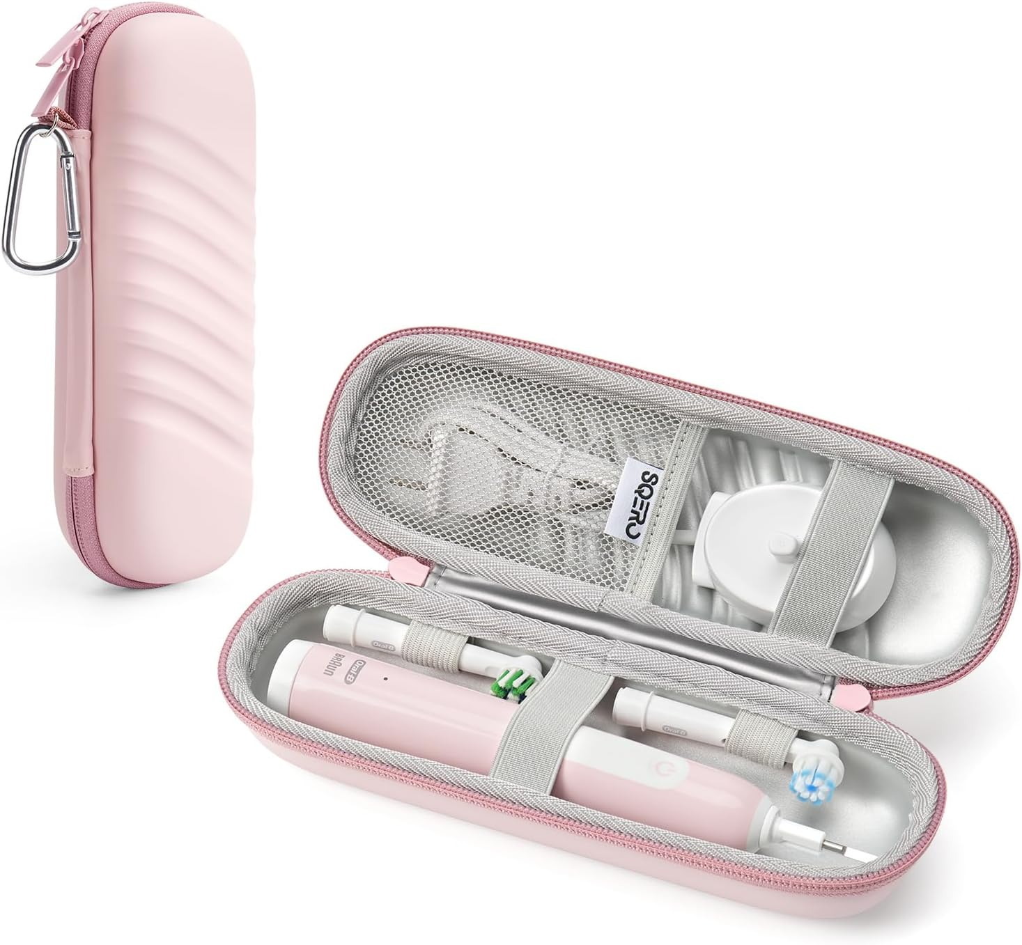 SQERO Electric Toothbrush Case for Oral-B Pro/Io/Philips Sonicare, Waterproof Traveling Toothbrush Storage Bag with Mesh Pocket Covers Protection