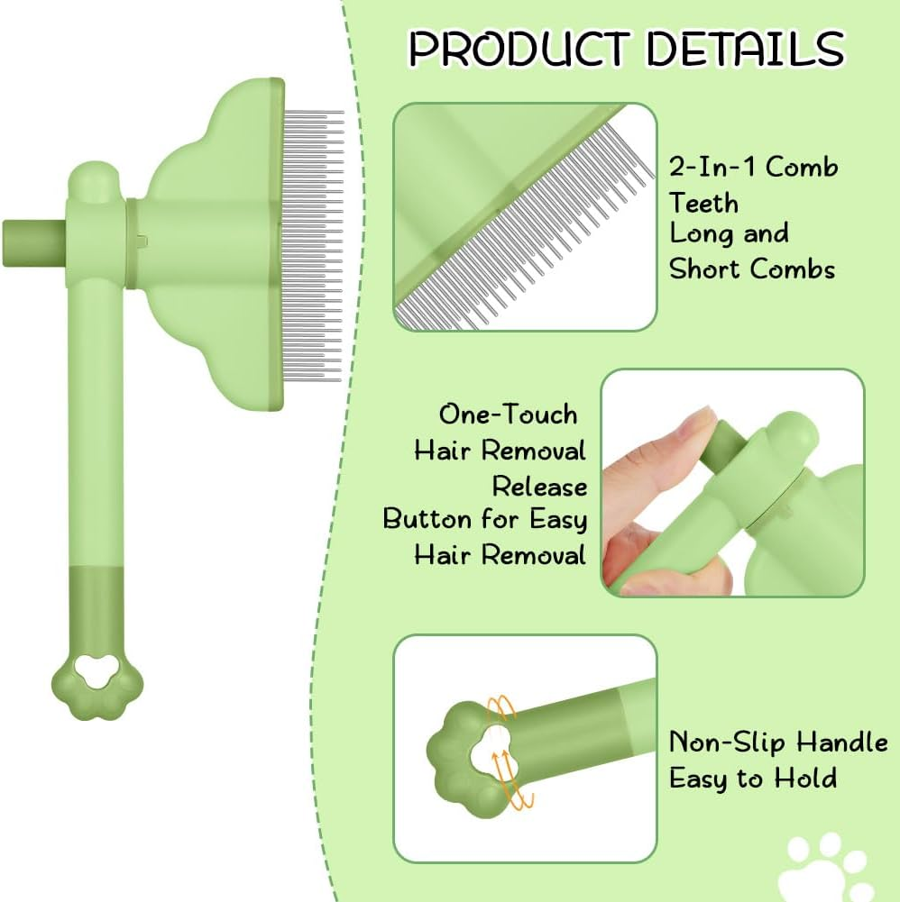OFFCUP Fellblitz Brush for Cat, Self-Cleaning Cat Comb with Rotating Comb Head and Release Button, Cat Brush, Flea Comb, Cat Dog Comb, Pet Brush for Pet Beauty Care image number 4