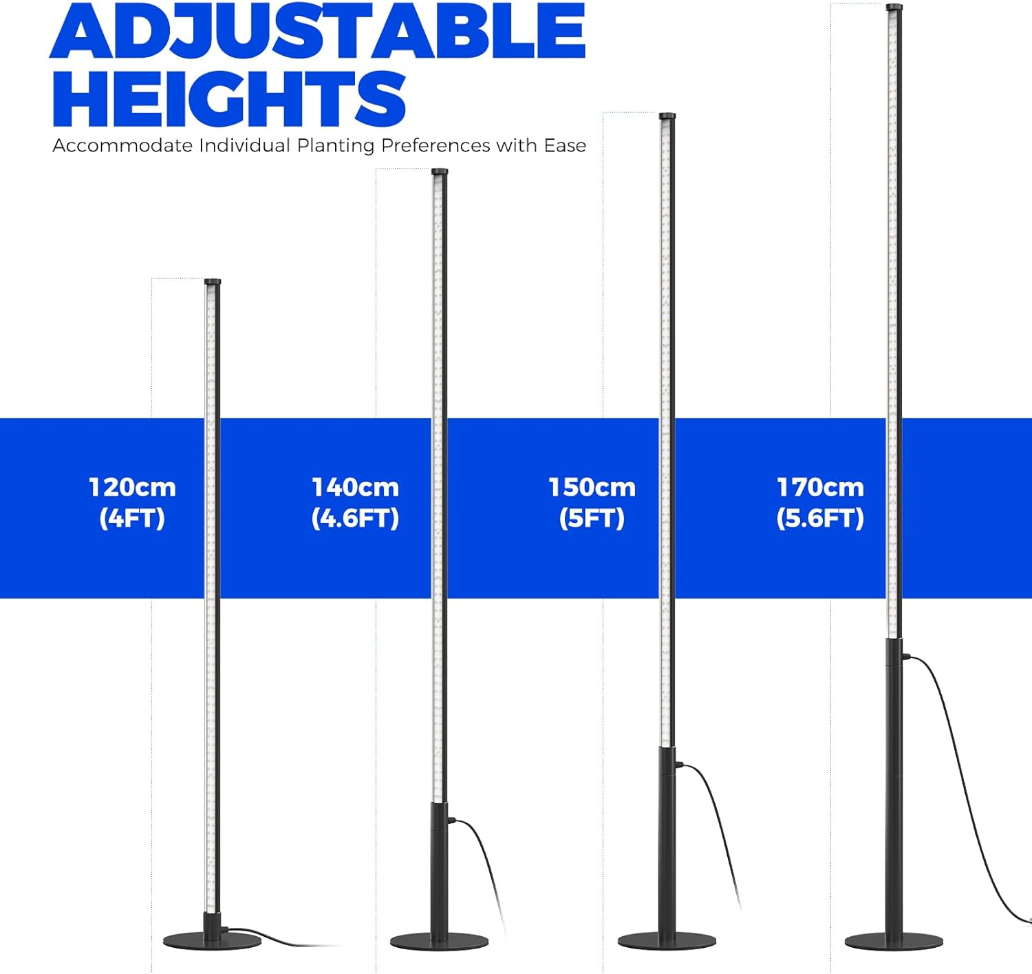 Barrina T10 Pro Standing Plant Light with Timer, 42W, 169 Leds, Full Spectrum Vertical Grow Lights for Indoor Plants, Wide Coverage, 120Cm to 170Cm Height with Foot Switch, Flowering and Tall Plant image number 5