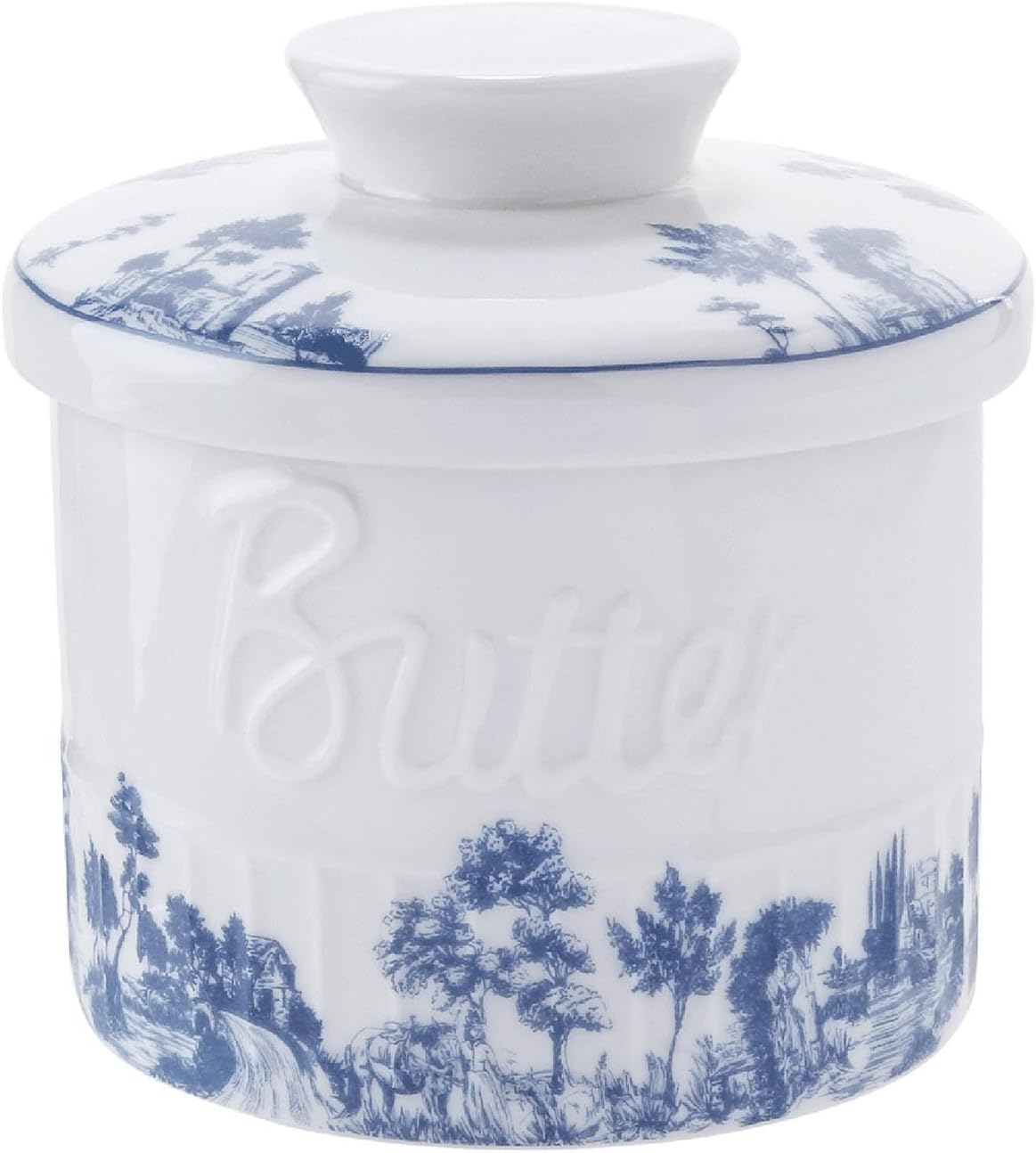 Fenteer Butter Dish Butter Crock with Lid for Soft Butter Porcelain Butter Container Butter Keeper for Cafe Dining Table Centerpiece , Style A image number 3