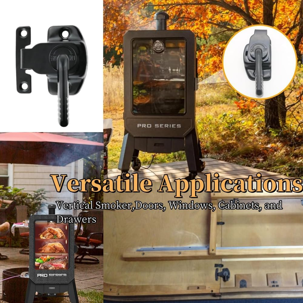 2PCS 1077 Smoker Door Latch Kit, for Pit Boss Pro Series II 4-Series Vertical Wood Pellet Smoker, Replacement Parts for Most Cuisinart Masterbuilt Smoker Door Latch with 8Pcs Screws image number 1