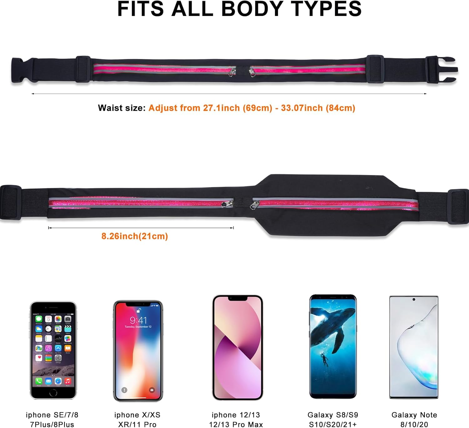 Running Belt Fanny Packs for Women and Men, NA-1 Rose, Running Belt image number 5