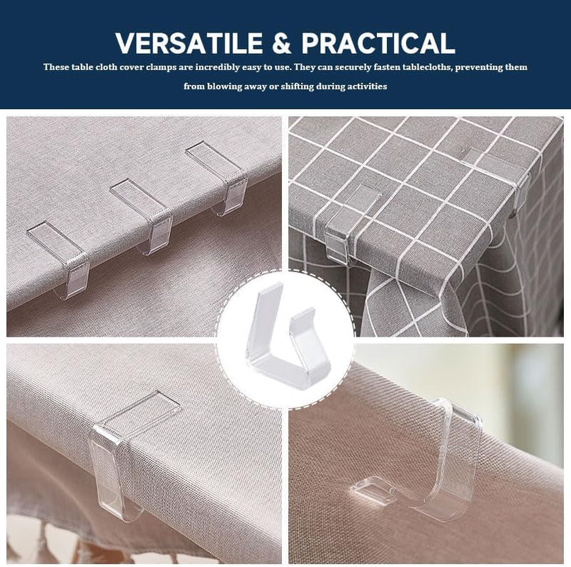 12 Pcs Table Cloth Clips, Plastic Clear, Hidden down Fixingtablecloths, Universal Fit for 20-35Mm Table Thickness, Camping, Picnic, outside Table, Wedding image number 4