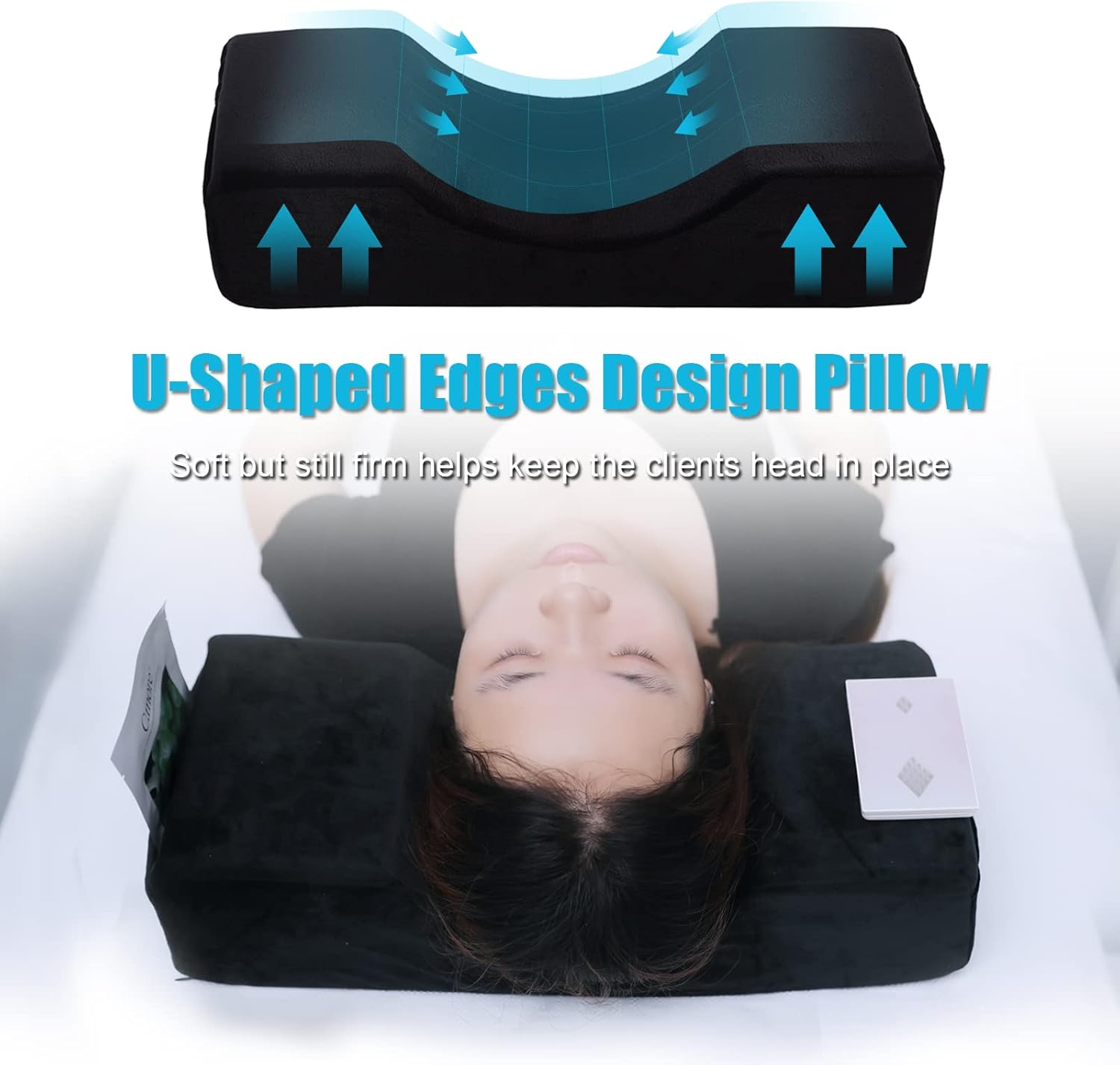 Lash Pillow for Lash Extensions,Memory Foam Neck Pillow Eyelash Extension Ergonomic Back Sleeping Contour Pillow,Travel Pillow (Black) image number 5