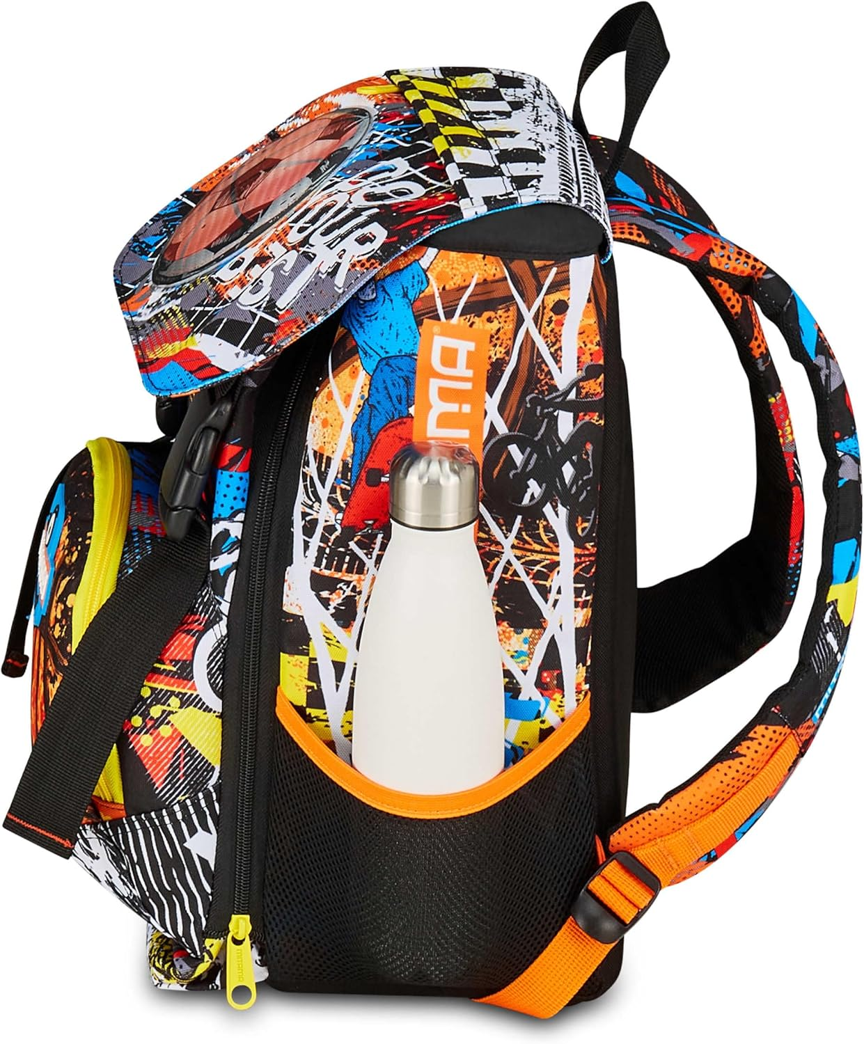 SJ Seven Mitama 4 Zip Expandable Backpack, Double BALL, Orange, Maxi Capacity, Double Compartment, Pre-Shaped Backrest, Child, Elementary School, Orange, Taglia Unica, Casual