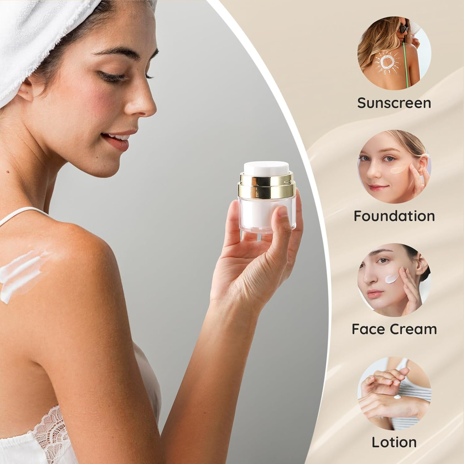 Segbeauty Airless Pump Jars, 2Pcs 15G Travel Containers for Cream, Vacuum Cosmetic Travel Containers, Refillable and Portable, for Thick Moisturizer, Skincare Cream image number 5