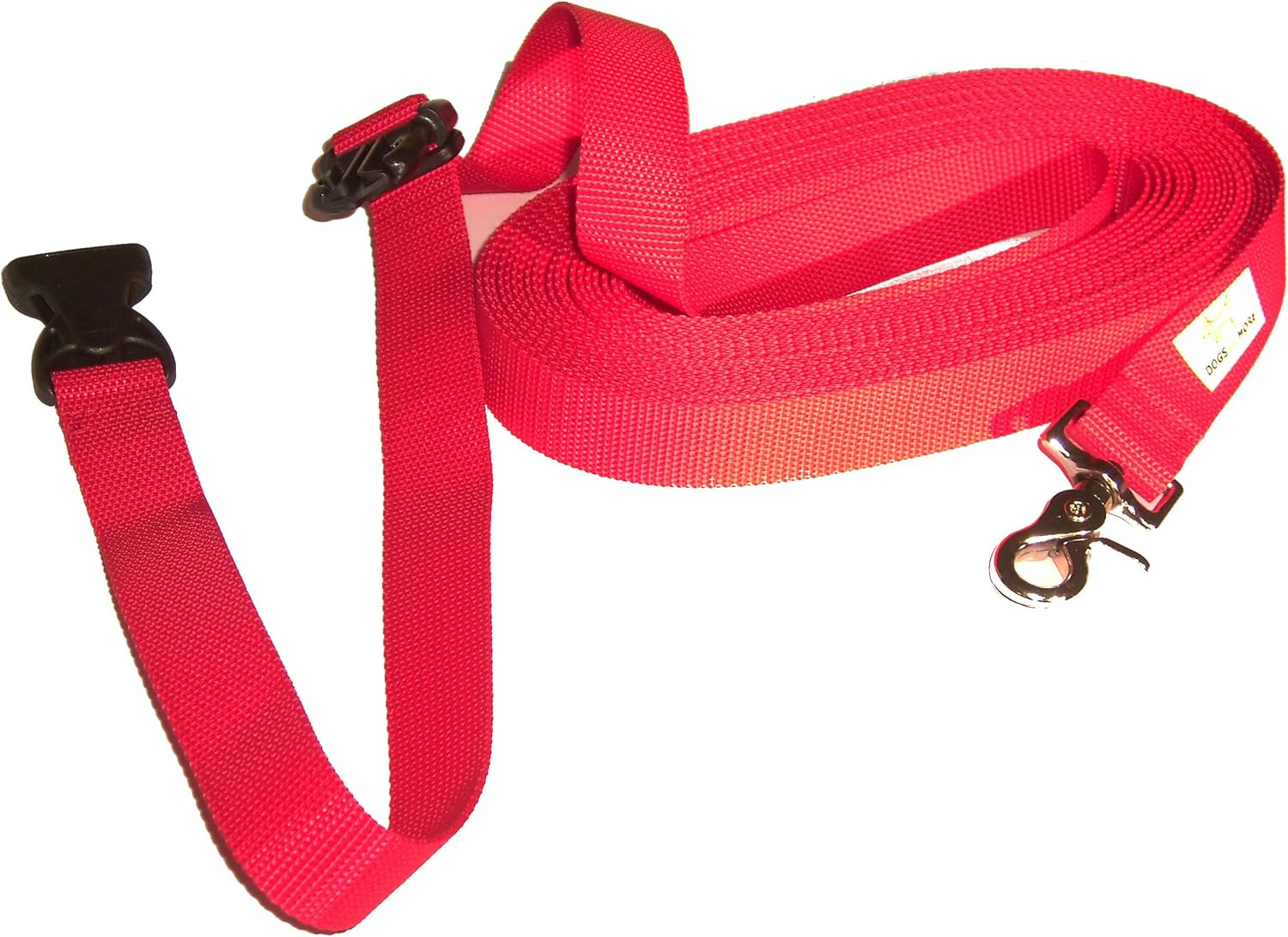 DOGS and MORE - Extendible Recall Lead with Detachable Hand Loop - Base 15 Metres (Red; 25 Mm Wide) / Search Line/Field Lead