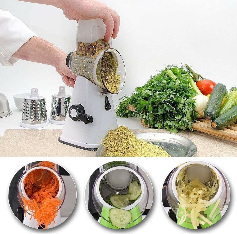 3In1 Multi-Function Food Vegetable Manual Rotary Drum Grater Chopper Slicer Tool image number 4