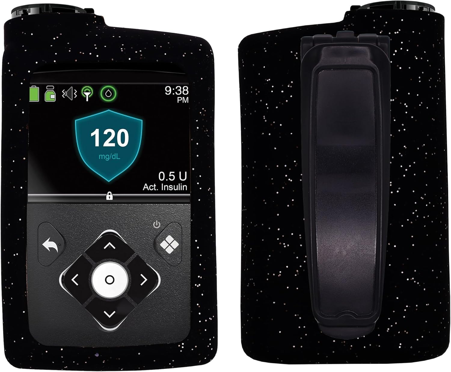 Premium Sequins Soft Silicone Case for Medtronic Minimed Insulin Pump 630G/ 640G/ 670G/770G/780G (Black)