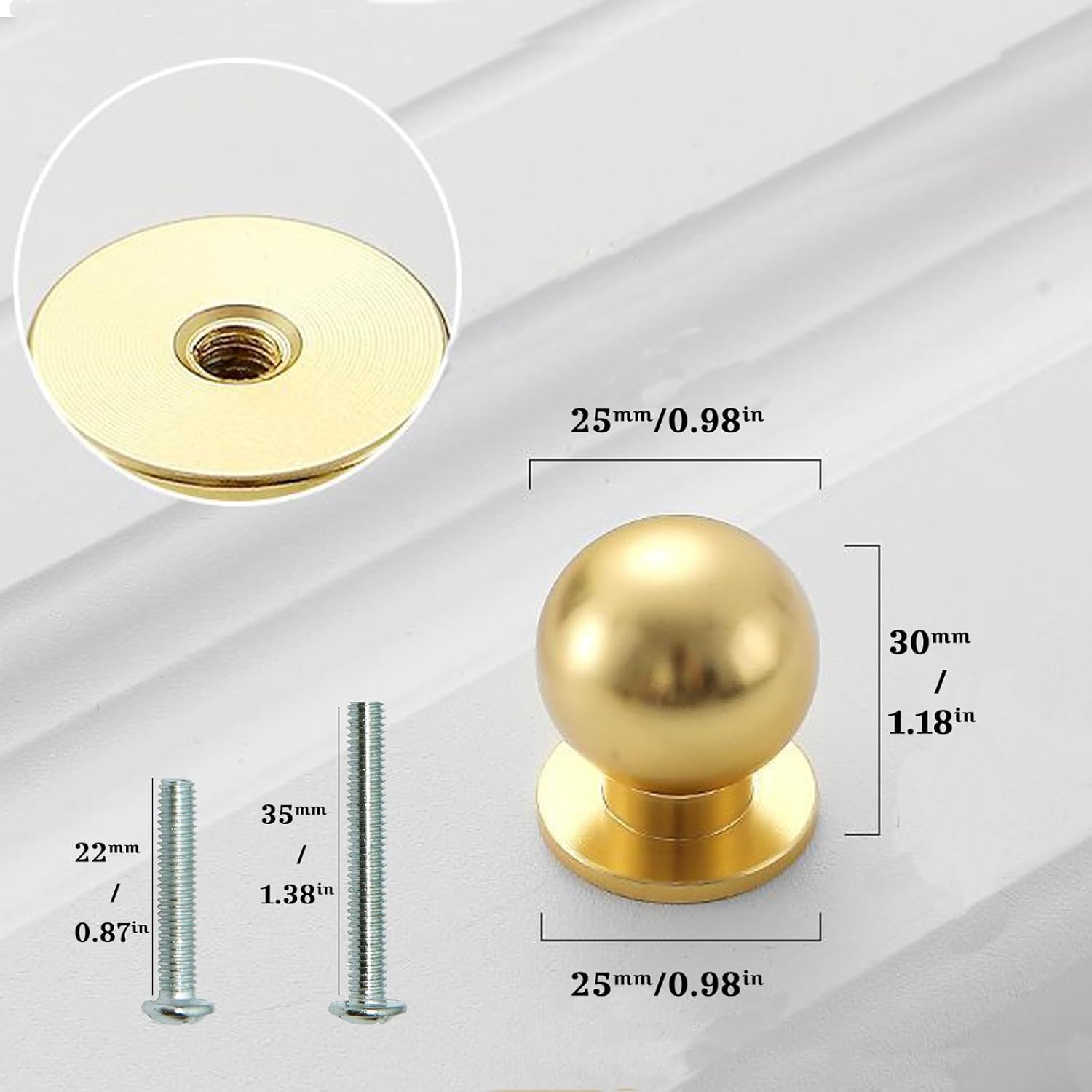 Ymaiss 12 Packs Brushed Gold Cabinet Knobs round Kitchen Dresser Knobs Drawer Pull Handles Single Hole Knobs Hardware for Drawer Dresser Cupboard Wardrobe image number 1