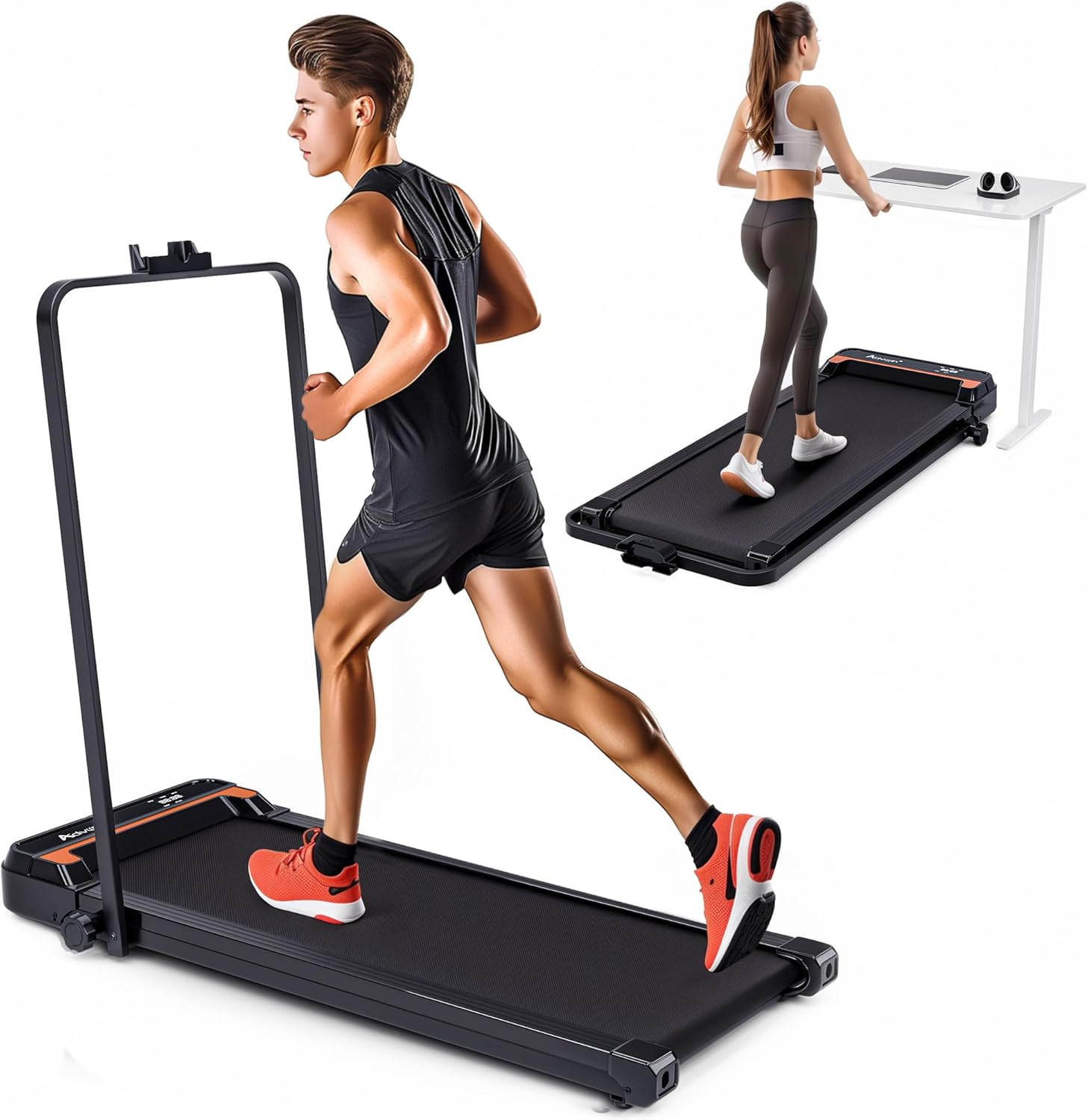 Advwin 3 in 1 Walking Pad Treadmill, under Desk Treadmill for Home, Compact Portable Electric Walking Jogging Machine with Shock Absorption|Non-Slip|Led Display|Quiet Motor|120Kg Capacity