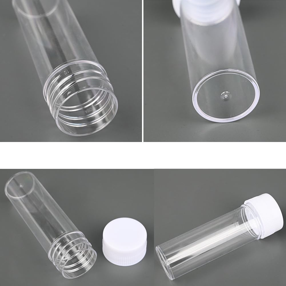 12PCS 25Ml/0.85Oz Empty Reusable Clear Plastic Sample Bottles Sputum Culture Testing Tube with White Screw Cap Cosmetic Vial Storage Containers for Scientific Experiment image number 6