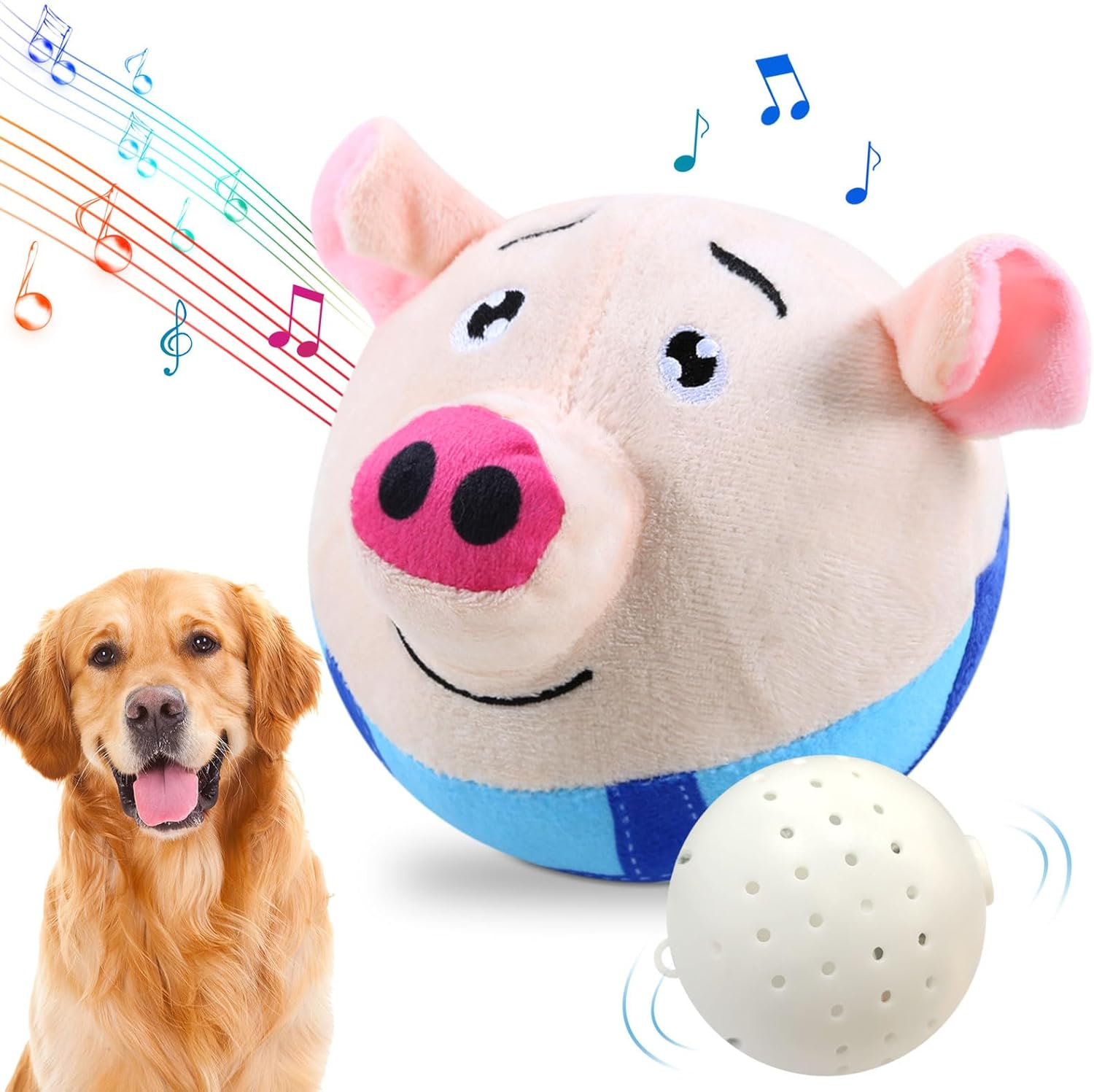 Active Moving Pet Plush Toy, Interactive Dog Toy Squeaky Pig, USB Rechargeable and Washable Plush Pet Plush Bouncing Balls for Medium and Small Dogs image number 1