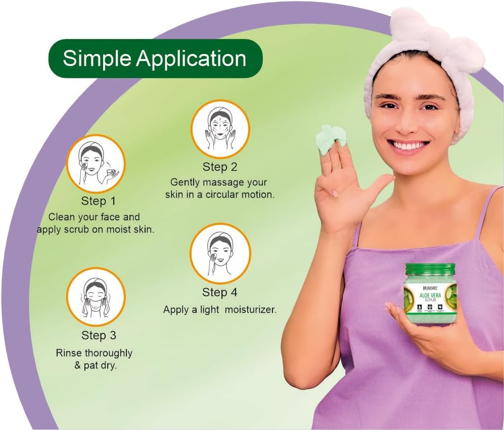 DR.RASHEL Aloe Vera Scrub for Face & Body (380 Ml) | All Skin |Cleanser Scrub for Deep Exfoliation | Dead Skin Remover Scrub | Tan Removal | Blackhead Remover Scrub image number 2