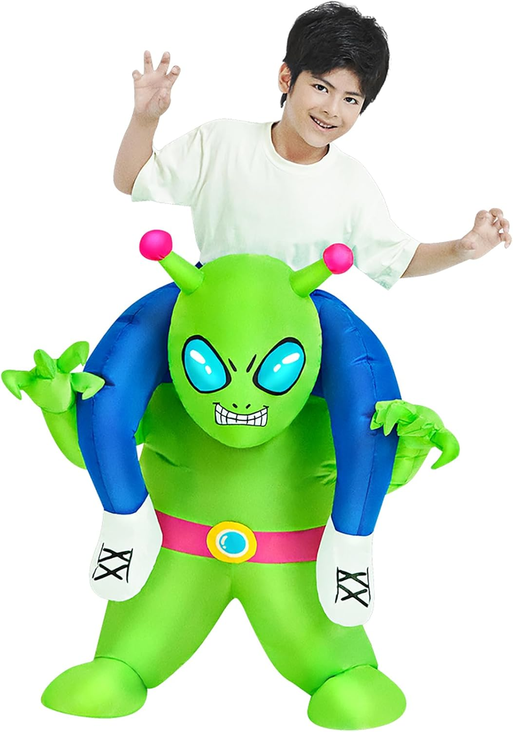 LUVSHIE Inflatable Alien Costume Blow up Costumes Ride on Alien Suit Onesie for Men Women Fancy Party Halloween Cosplay Dress Green image number 6