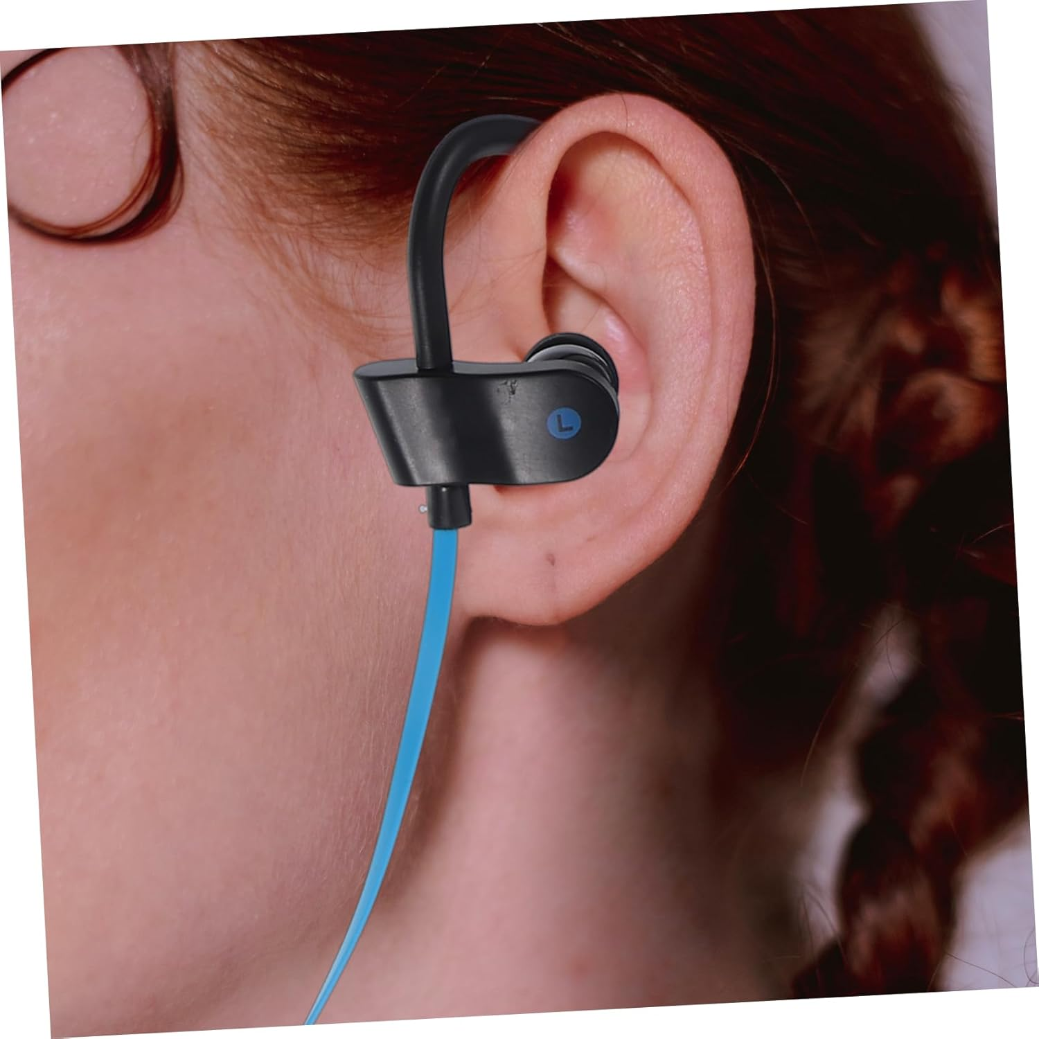 Ear Hook Earphone Stereo Headset Microphone Wired Universal In-Ear Earphones for Sports Running Black