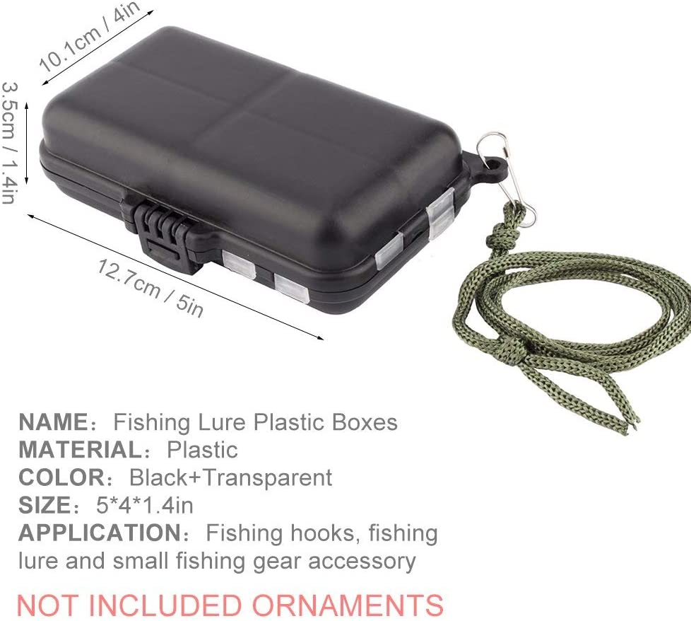 Yosoo Fishing Tackle Box, 9 Compartments, Black and Transparent Plastic Storage Case, 11X6X3.5Cm, Portable with Eyelet for Outdoor Activities image number 6