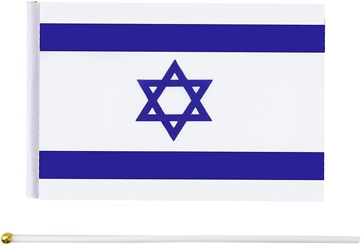 20 Pack Small Israel Flags on Stick Mini Handheld Israeli Flag for Parades, Independence Day and Patriotic Events 5X8 Inch Durable Weather-Resistant Flags with 12 Inch Sticks(Israel)