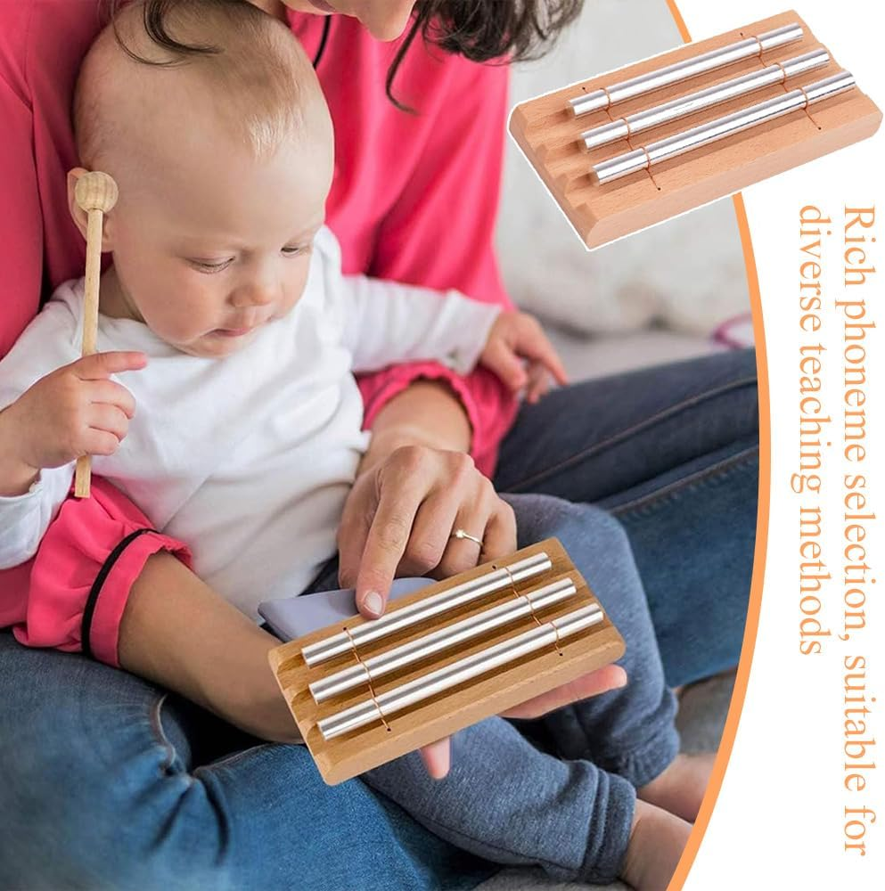 Percussion Chimes,Polyphony Bells,Meditation Chime,Wooden Percussion Instrument,For Prayer, Yoga, Eastern Energy Healing, Mindfulness and Sound or Rhythm Development with Gavel