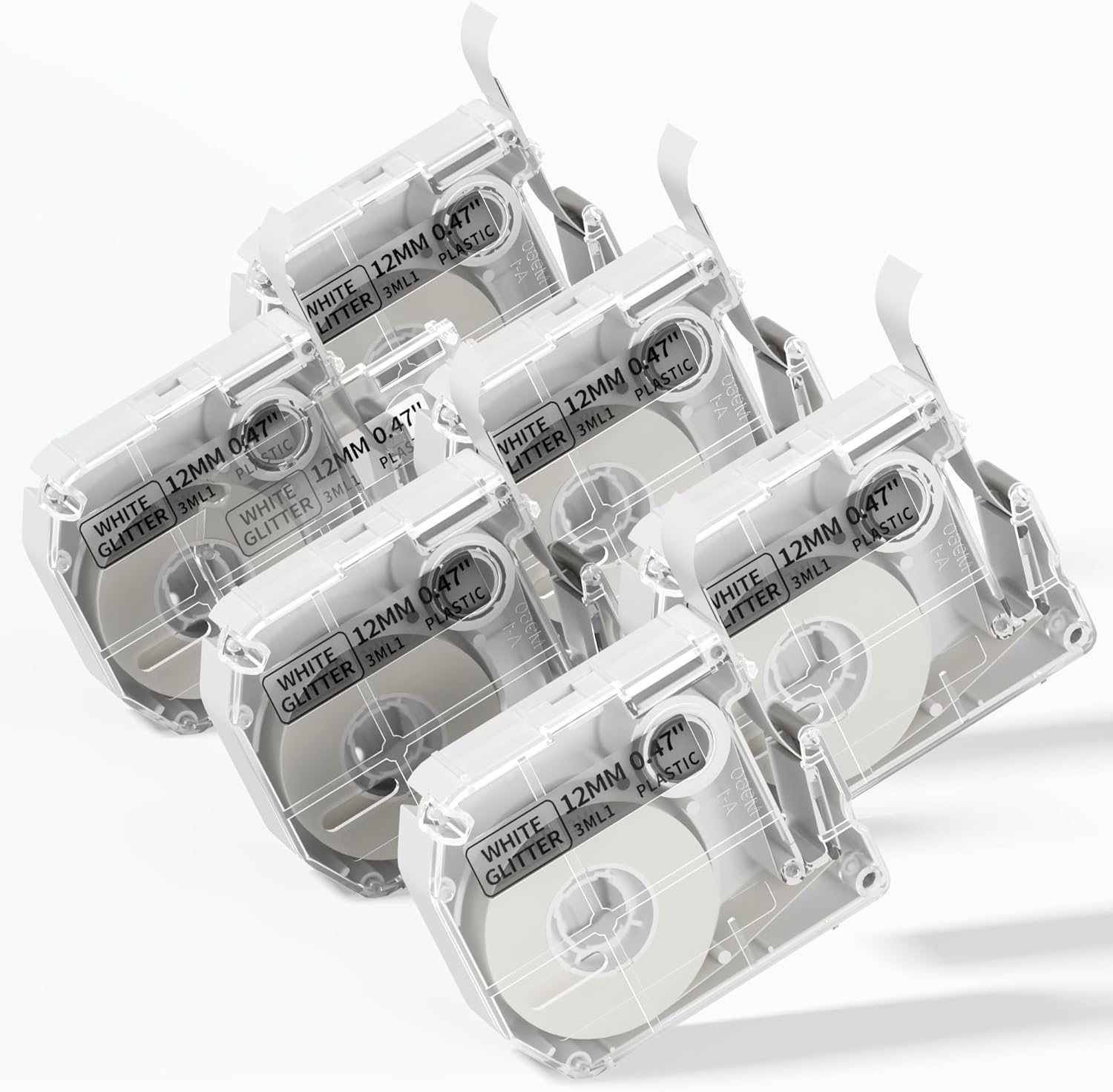 Phomemo Label Tape- Compatible with M960 Label Maker, 12Mm 0.5 Inch, 4M, Black on Clear, for PT-M95 PT-90 PT-70 PT-65 PT-85,M960 Label Maker, Compatible with P Touch M Tape,M231 MK231-(6 Pack) image number 1