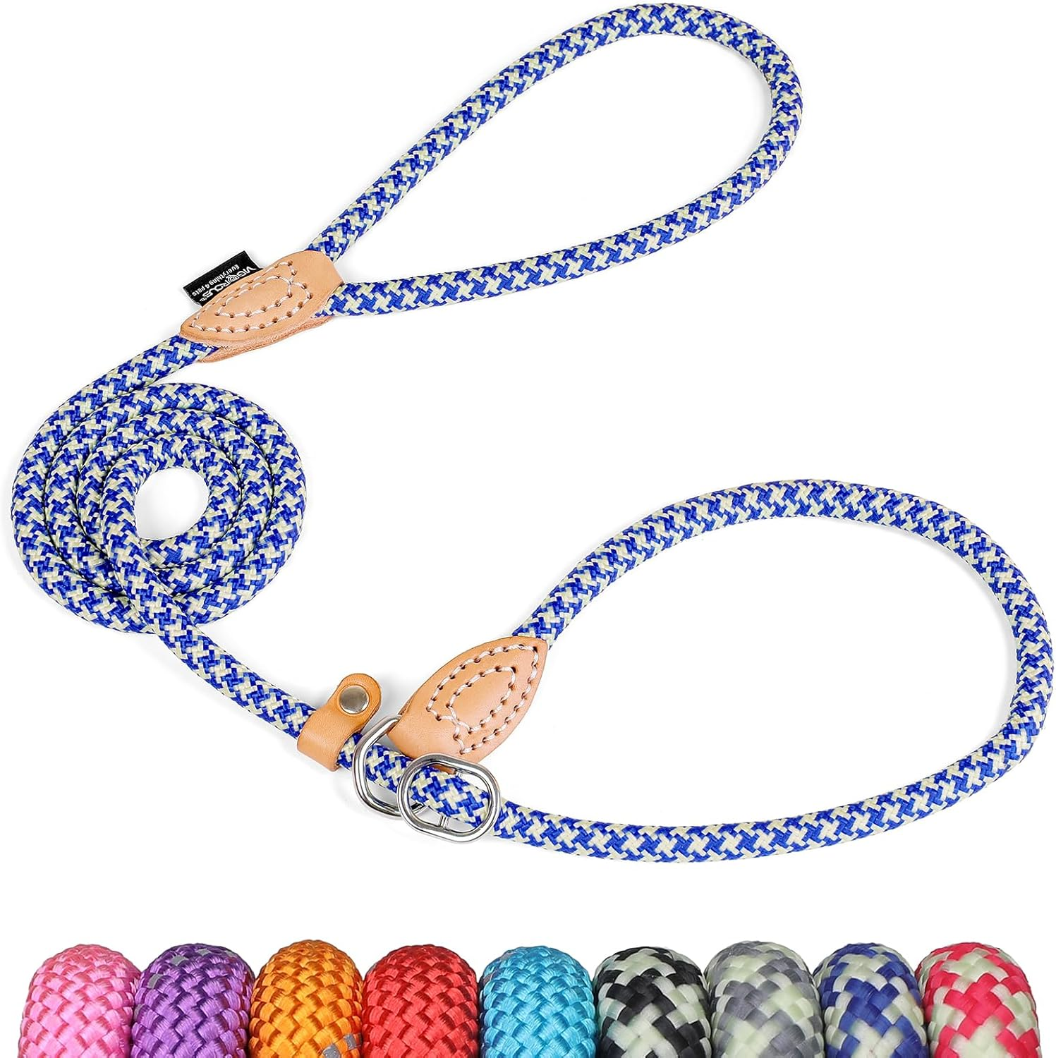 Grand Line Reflective Climbing Rope Slip Lead Pets Leash for Small, Medium, Large and Extra Heavy Dogs and Cats - 5 Ft Long