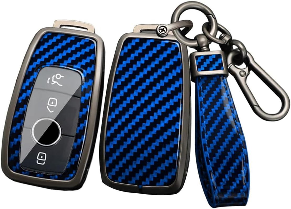 Ontto Alloy Car Key Fob Cover Fit for Mercedes Benz a C E S G Class GLC CLE CLA GLB GLS W177 W205 W213 W222 X167 AMG Key Case Keyring PVC Key Shell Holder Keychian Accessories 3/4 Buttons Black