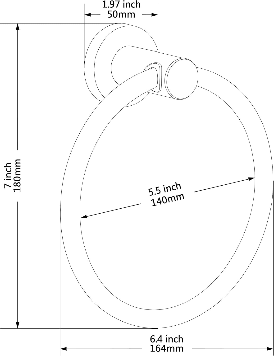 Towel Ring Brushed Nickel, Bath Hand Towel Ring Stainless Steel Adhesive No Drill Hanging round Towel Holder for Bathroom