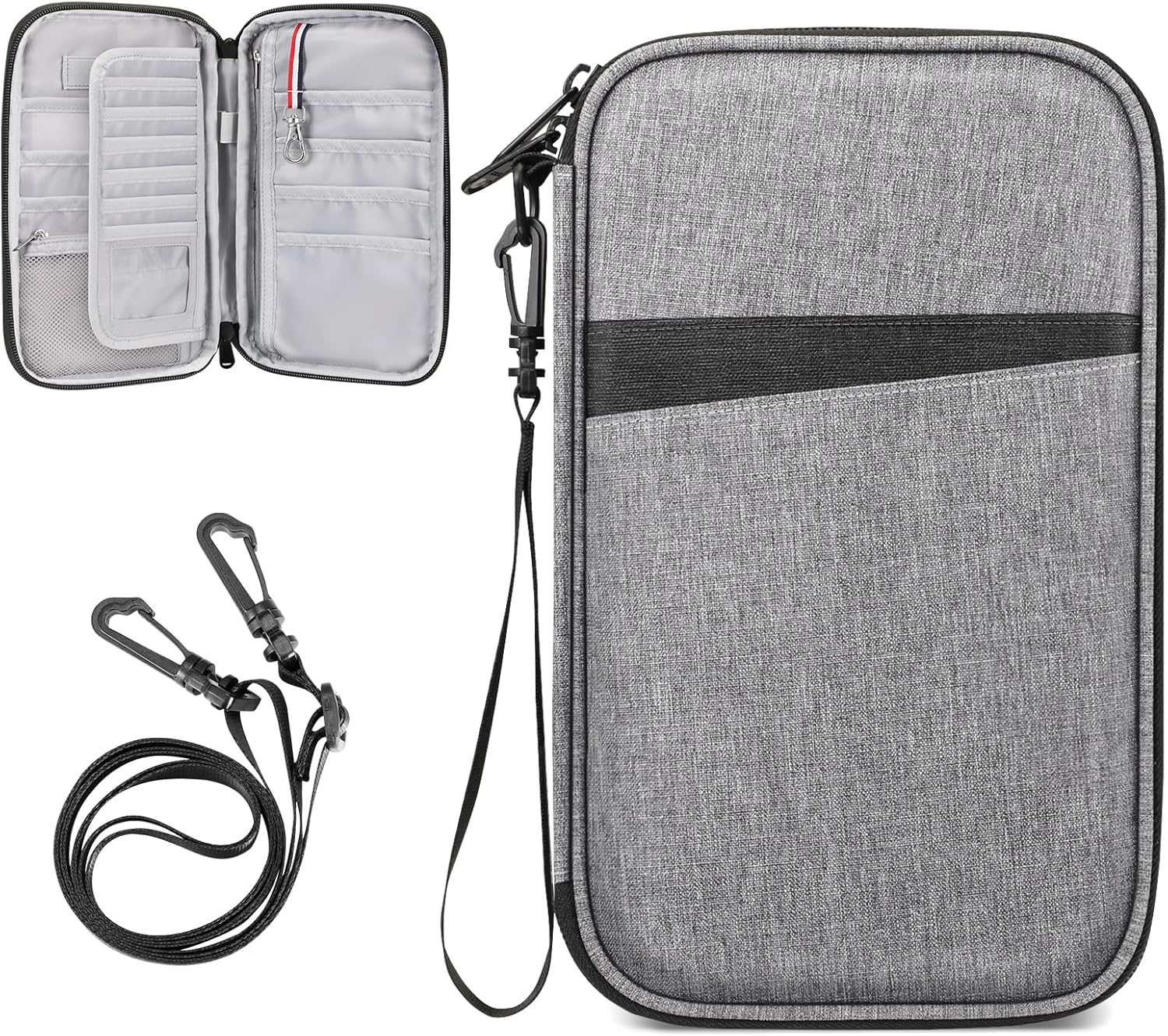 Fintie Family Passport Holder for Travel, 6 People Big Capacity RFID Blocking Travel Document Organizer Clutch Bag with Pen Holder Keychain Credit Cards Case Cover for Women Men, Blooming Hibiscus