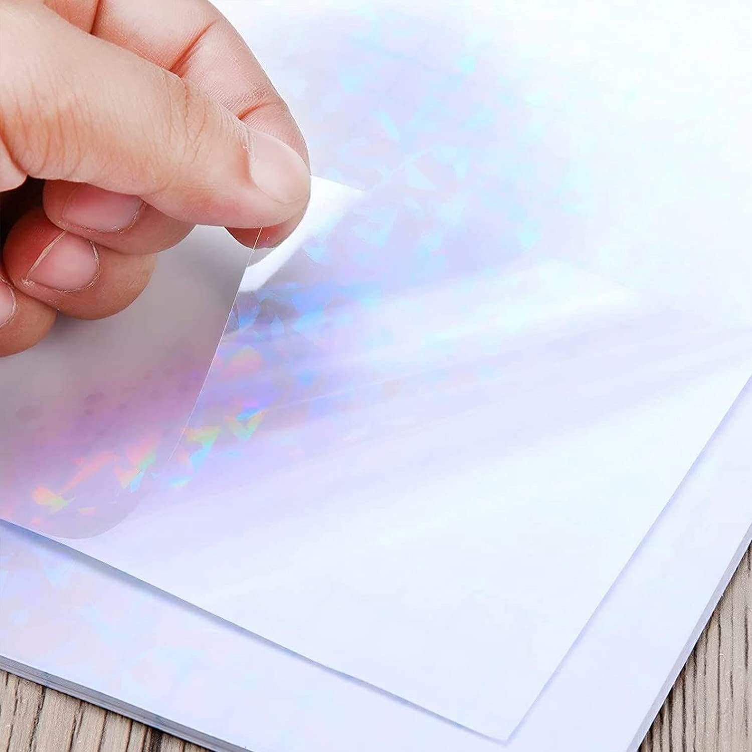 Holographic Lamination Vinyl A4 Overlay Film, 24Pcs Holographics Overlay Lamination Self-Adhesive Holographic Laminate Films Vinyl Sticker,Holographic Vinyl Laminate Films,Gem Pattern - Laser Pattern image number 6