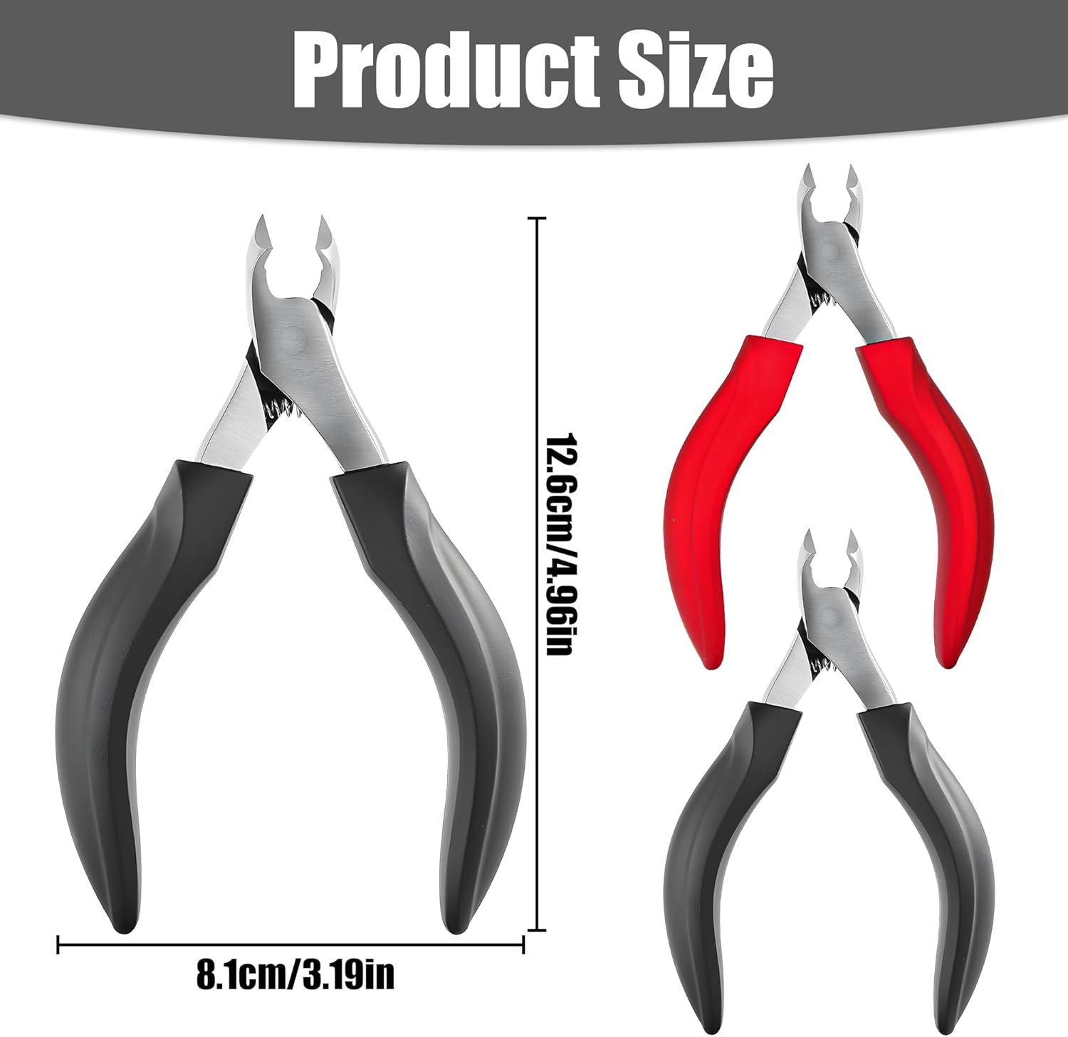 2Pcs Black+Red Thick Toenail Clippers for Elderly & Adults, Heavy Duty Nail Cutter with Sharp Blade & Comfort Grip for Thick Nails at Home or Professional Use image number 1