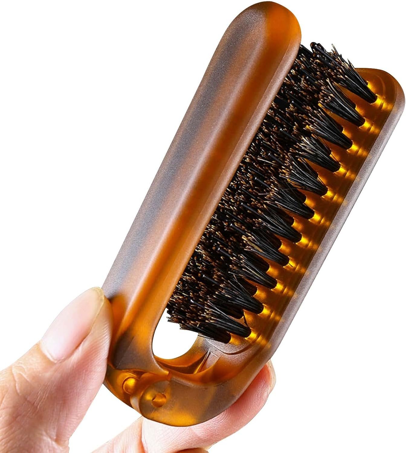 Colexy Hair Brush with Boar Bristles, Men'S Brush, Foldable, Foldable Hair Massage Comb, Folding Pocket Hair Brush, Mini Hair Comb, Compact Travel Size for Travel, Women, Antistatic (Amber) image number 6