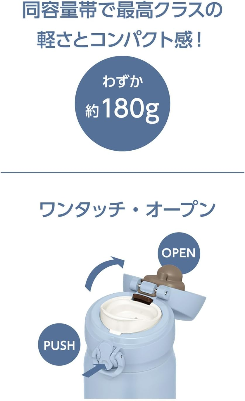 Thermos JNL-406B ASB Vacuum Insulated Portable Mug, 13.5 Fl Oz (400 Ml), Miffy Ash Blue, Easy to Clean, Lightweight Type, One-Touch Opening, Stainless Steel Bottle, Hot and Cold image number 1