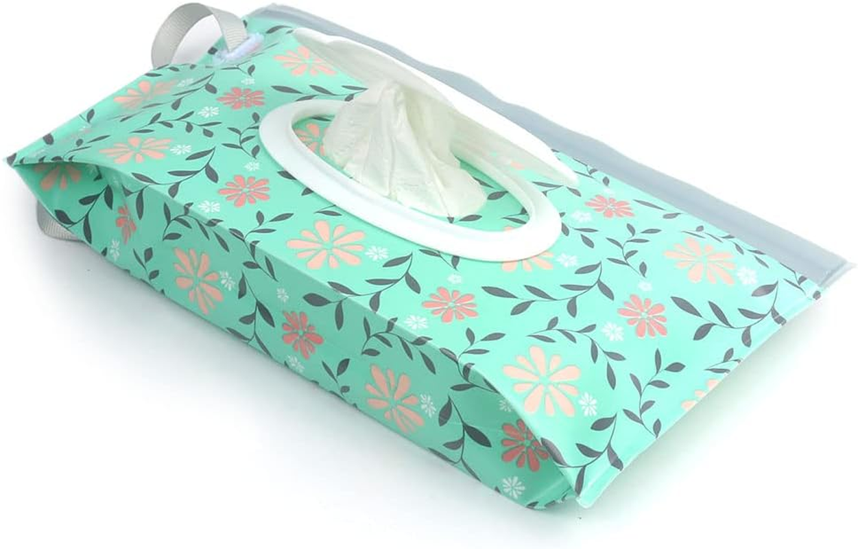 Baby Wipe Dispenser,Portable Refillable Wipe Holder Wipe Dispenser Bag Reusable Travel Wet Wipe Pouch (Red Green) image number 4