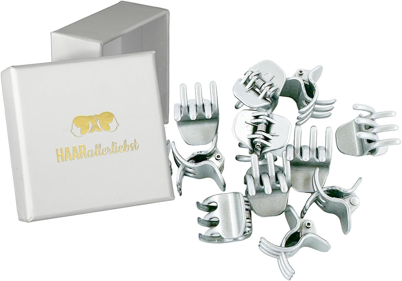 Haarallerliebst&reg; Orchid Small Hair Clips, 2 Cm, Silver Mini Hair Clips in Box, Small Hair Clip, Hair Clips, Hair Accessories, Small Clips for Girls and Women image number 5